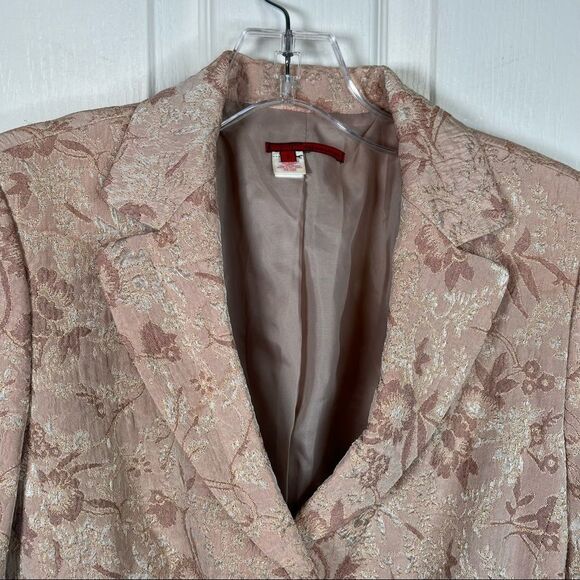Anthropologie Tape Measure Jacquard Gold Floral Blazer Jacket Sz 8 - Picture 12 of 13